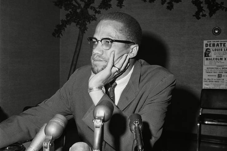 Malcolm X speaks during a press conference in Chicago on May 22nd, 1964.